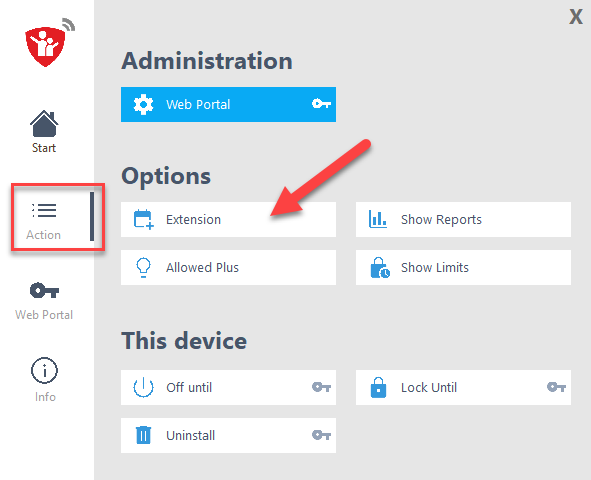 Time extension dialog on Windows