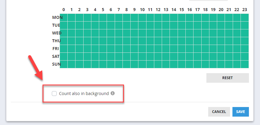 App time limit with background counting option