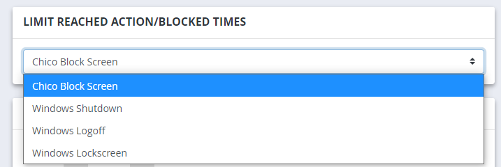 Device limit action options for Windows