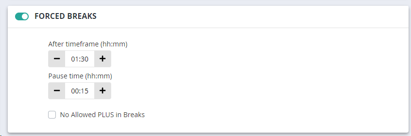 Forced breaks configuration