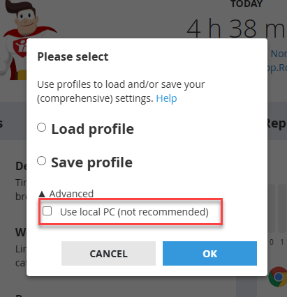Profiles - Using a local PC