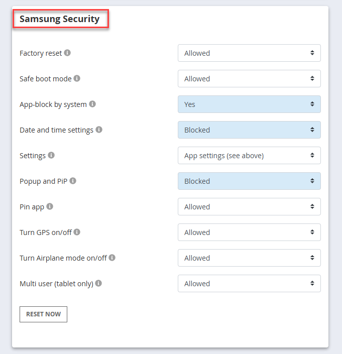 Samsung security settings details