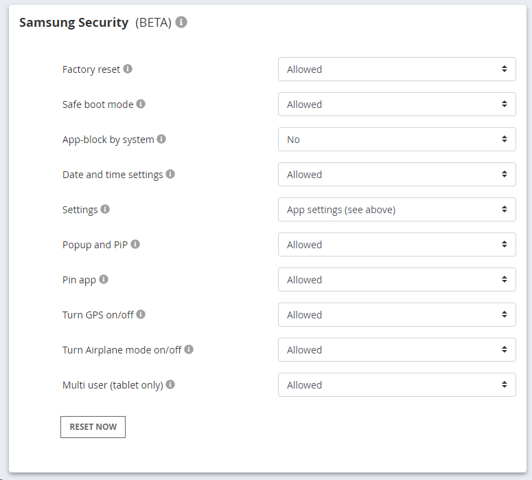 Samsung Knox security settings