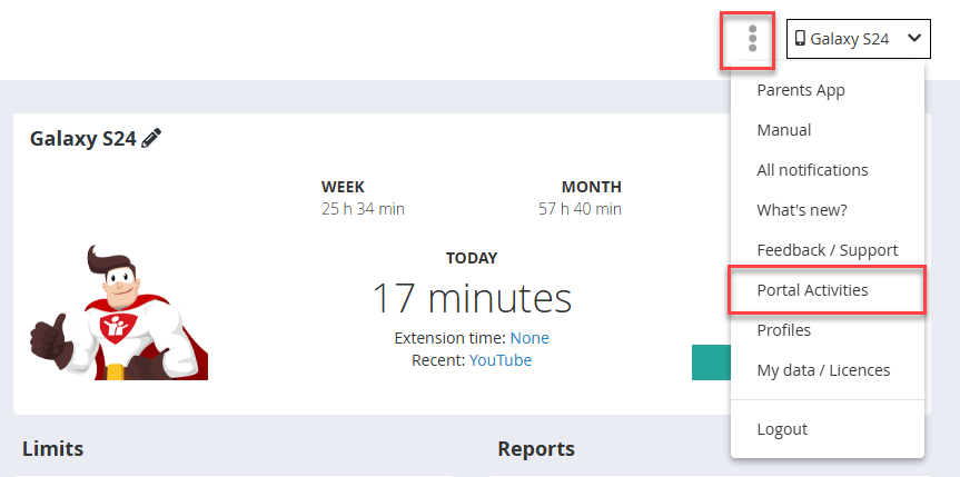 Three Dots Menu History