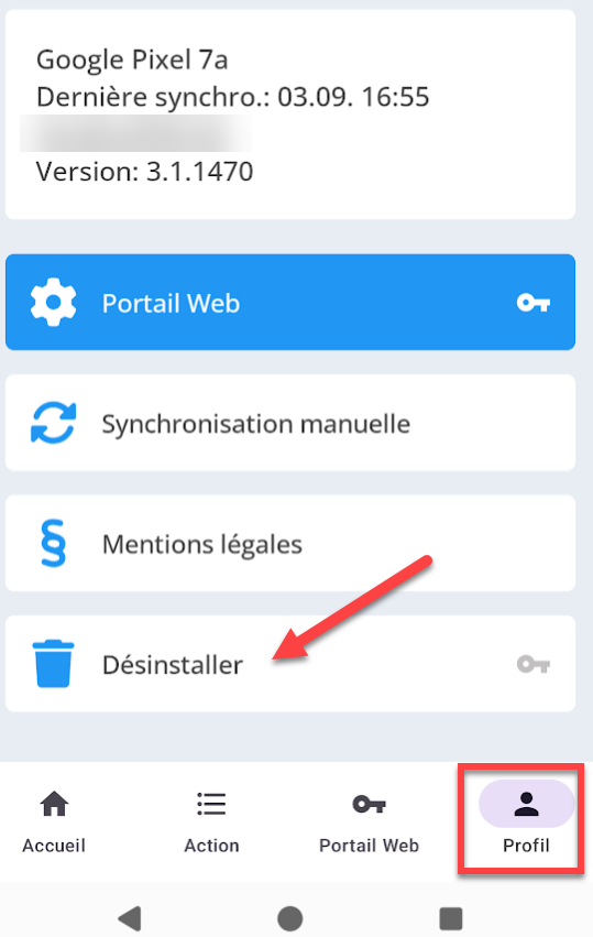 Désinstallation Android