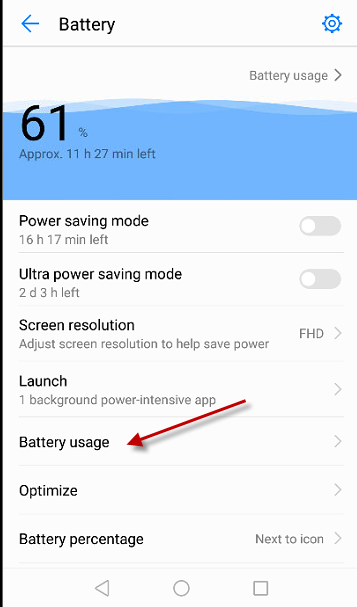 Paramètres de batterie Huawei