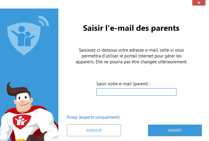 Saisie de l'adresse e-mail de connexion