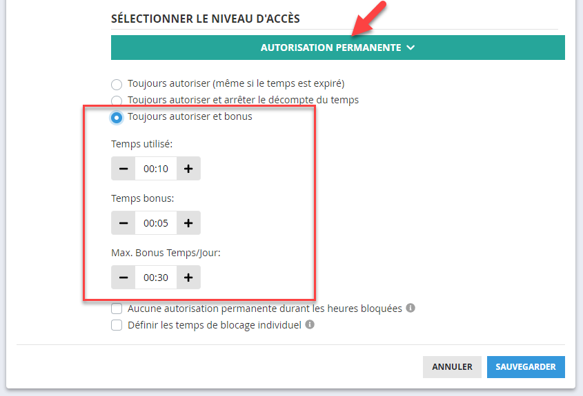 Option bonus pour applications éducatives