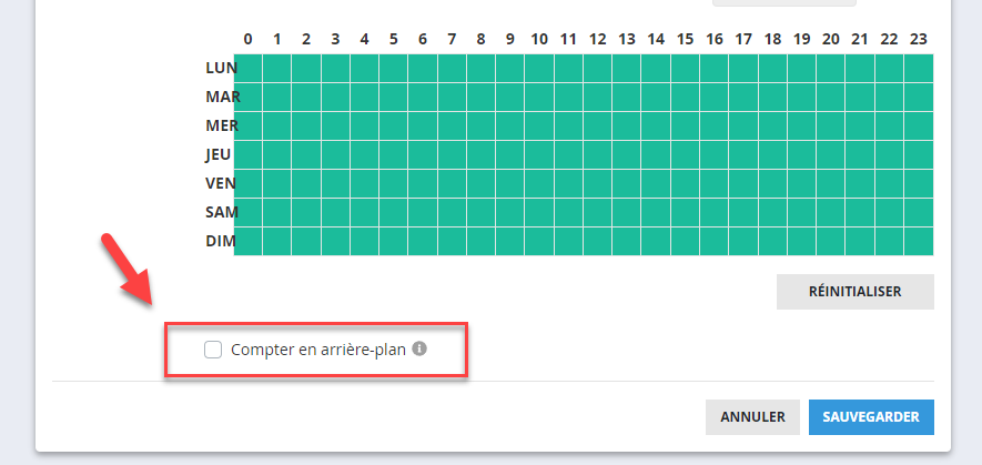 Option de comptage en arrière-plan (Windows)