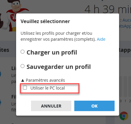 Utilisation d’un PC local