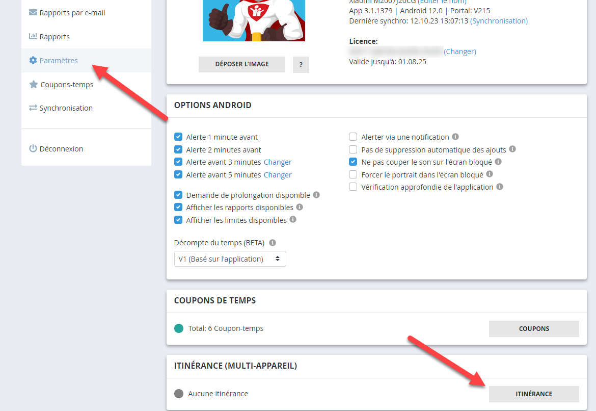 Attribution d'un compte d'itinérance