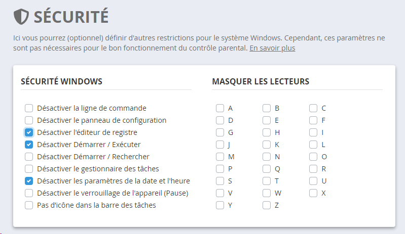 Restrictions de sécurité Windows dans le portail