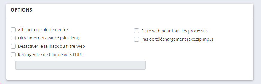 options filtre web Windows