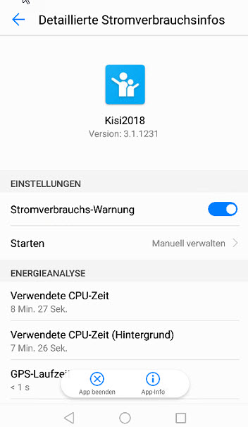 Huawei App-Details mit Eintrag Starten