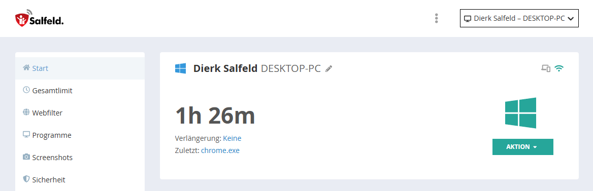 Startseite Zeit-Anzeige
