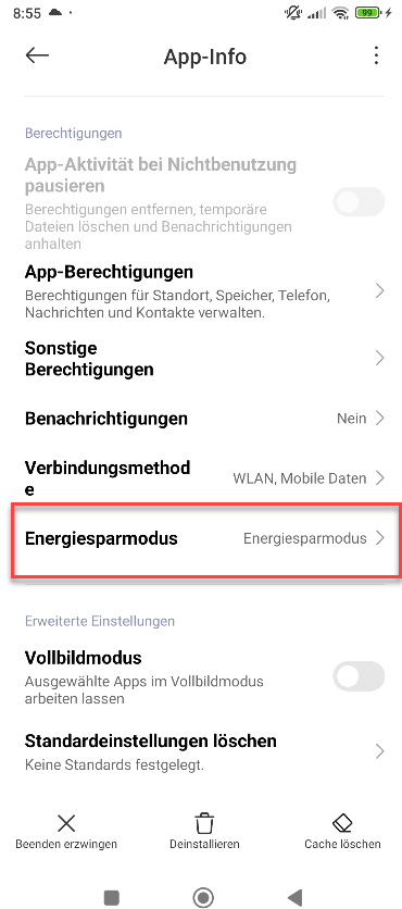 Xiaomi Energie Einstellungen Teil 1