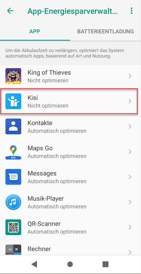 ZTE App-Energiesparverwaltung