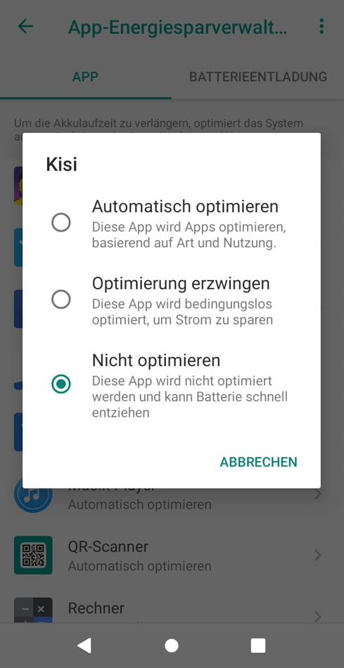 ZTE Einstellung Nicht optimieren